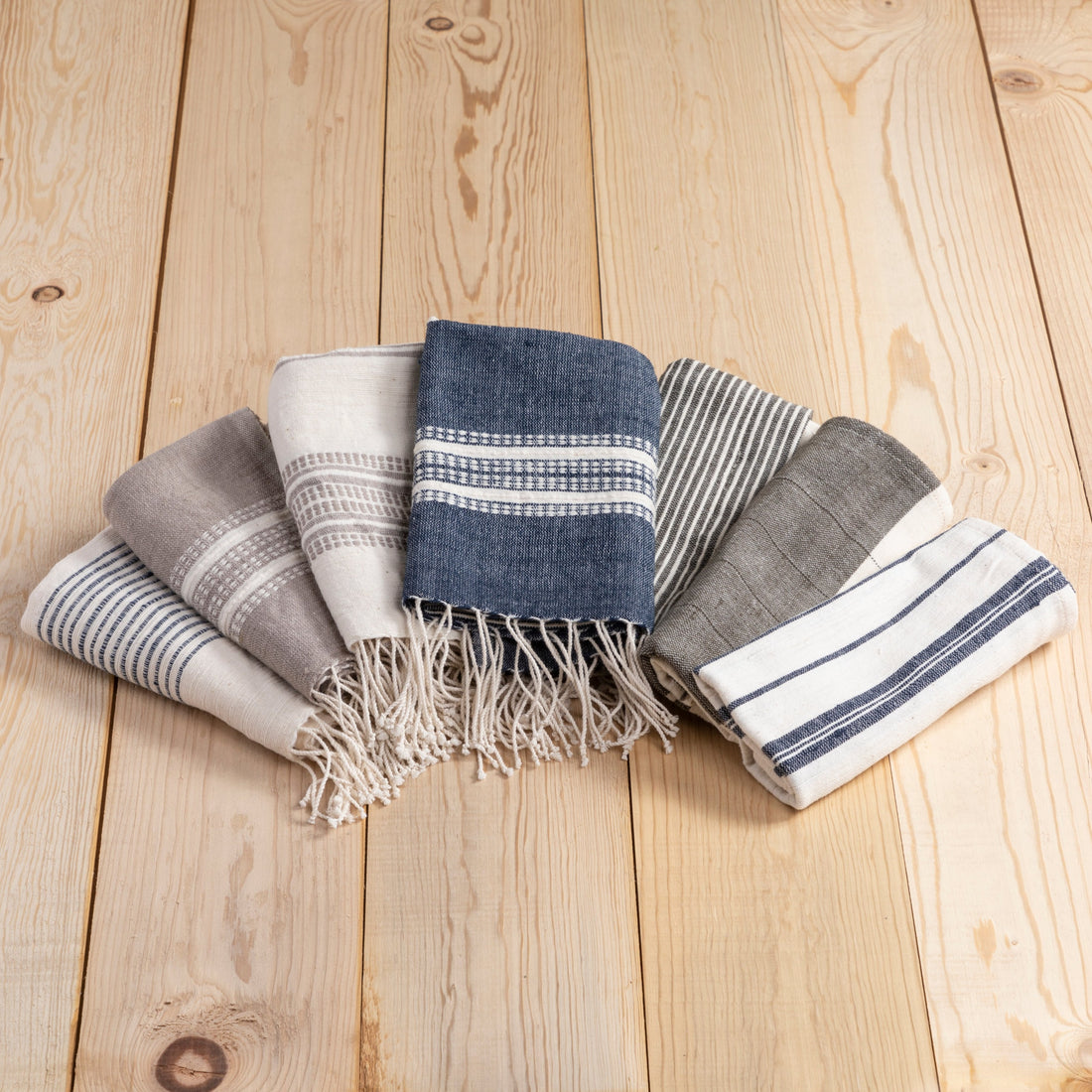 Grey Striped Hand Towel