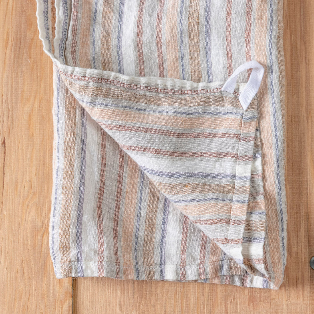 Dish Towel, Brown, Blue and White Stripe