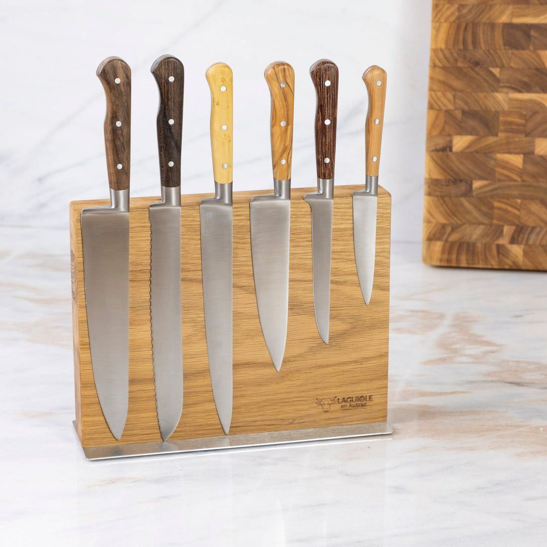 Set of 6 Laguiole en Aubrac Steak Knives Pressed Horn/Brass