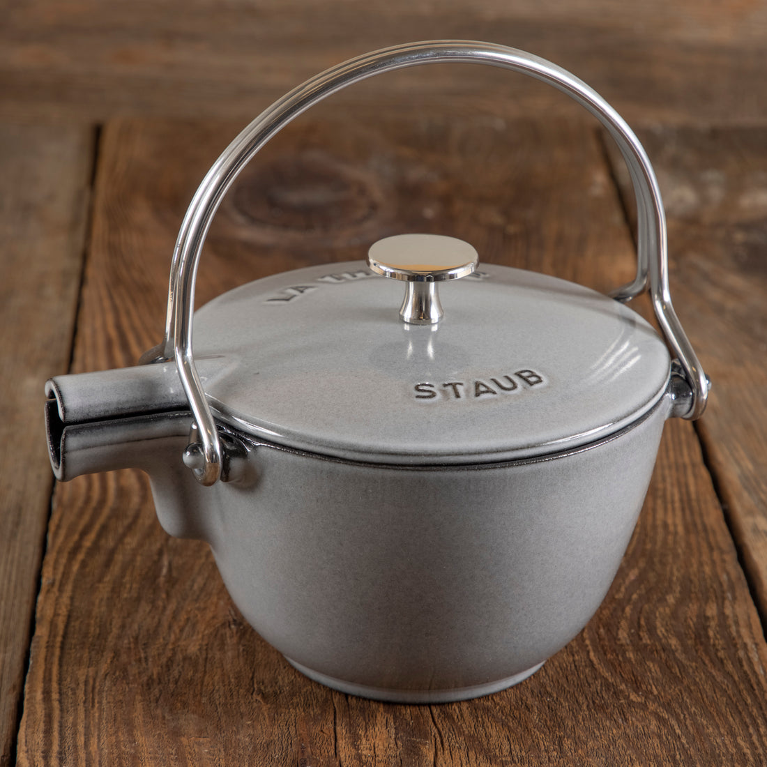 Staub Cast Iron Round Tea Kettle, 1QT, Enameled Cast Iron, Made in