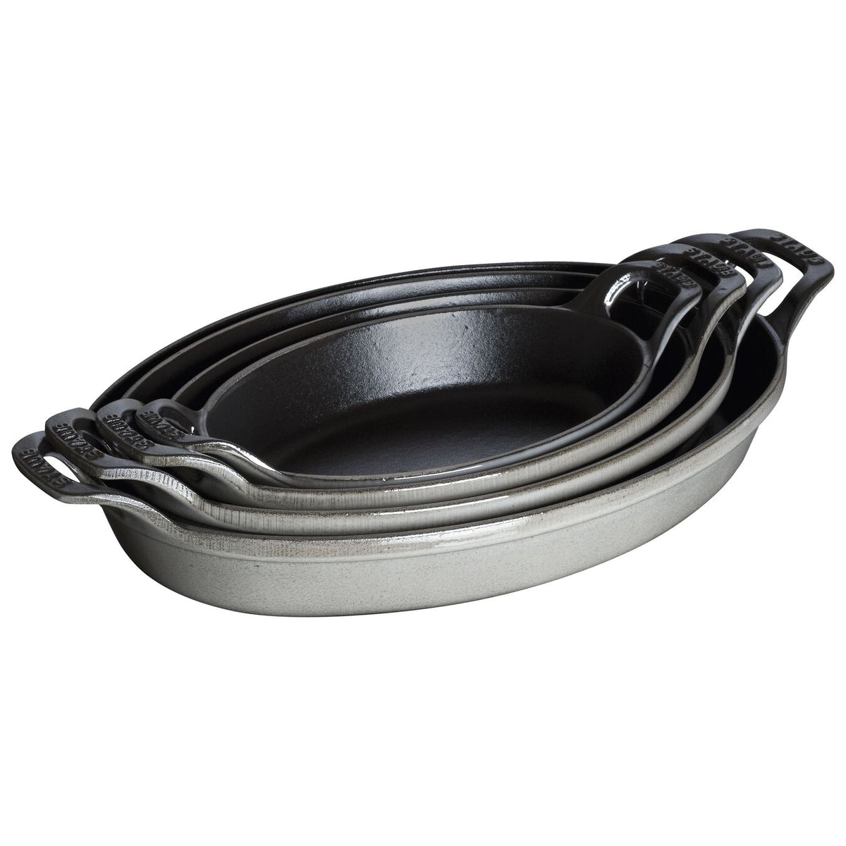 Staub Cast Iron 12.5x9 Oval Baking Dish, Black Matte