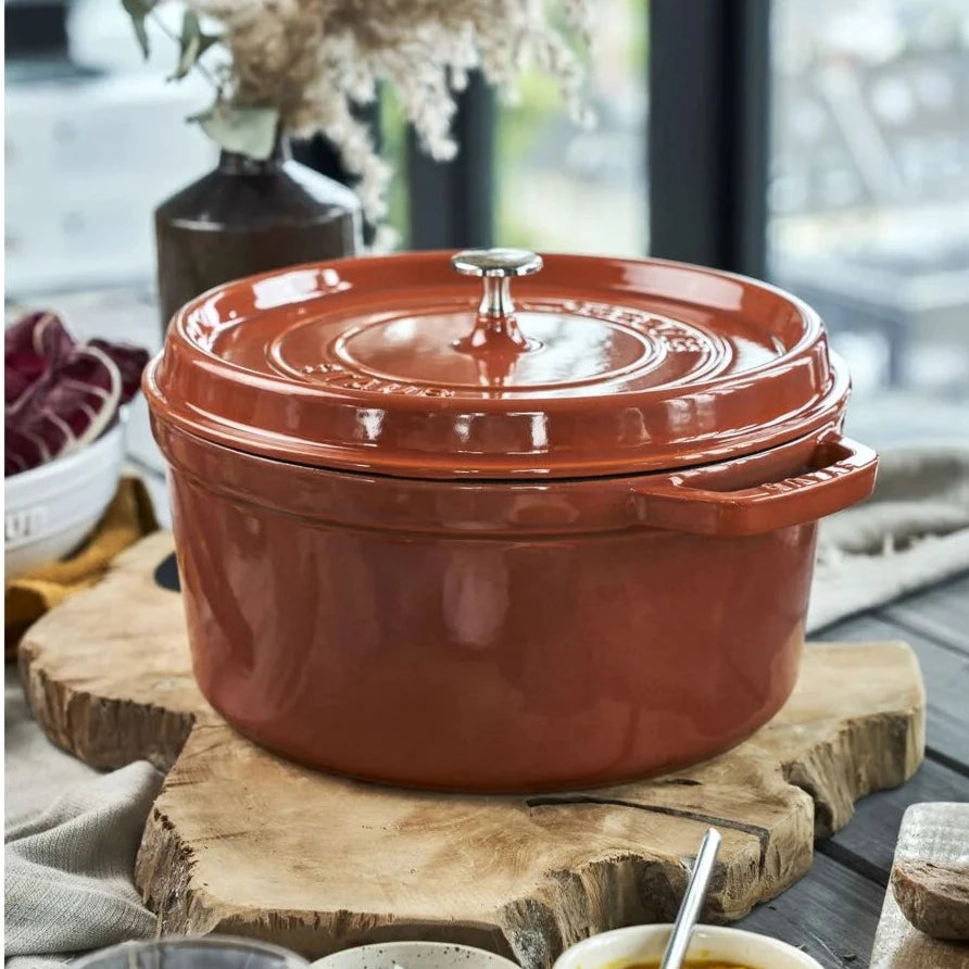 Staub 3.5 Qt. Pumpkin Dutch Oven w/ Brass Knob | Burnt Orange