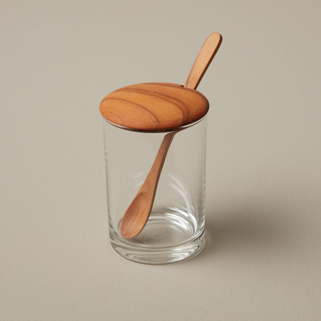 Glass Jar with Teak Lid & Spoon – S. Flynn Home