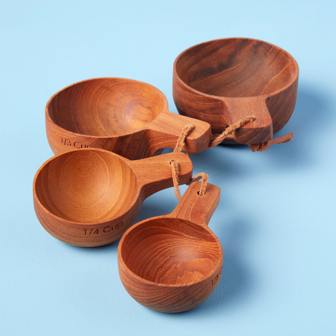 Set of 6 pieces (no marking) Teak Wooden Measuring Spoons, this rustic set  made from eco friendly Teak Wood