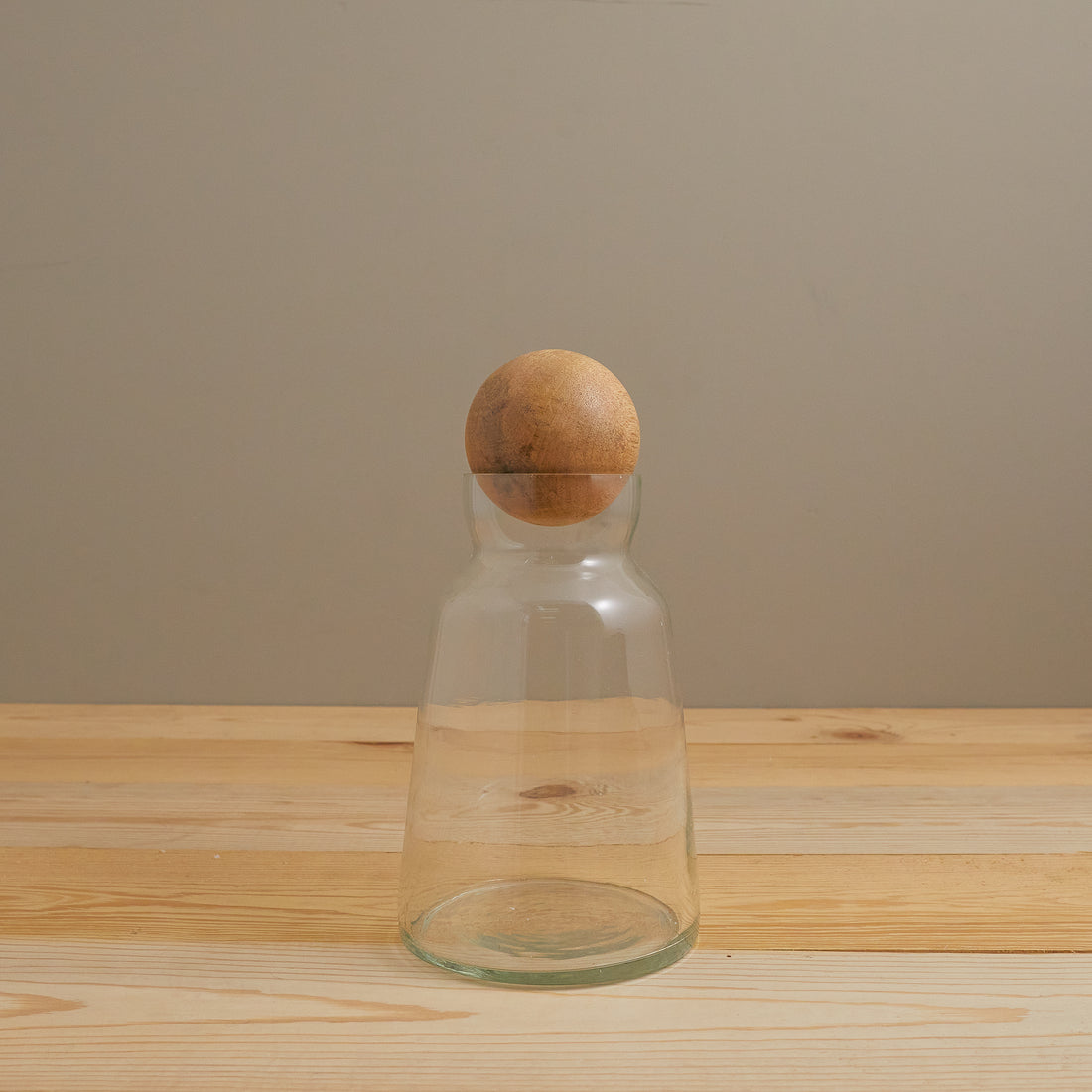 Glass Water Carafe Set with Wooden Ball Stopper