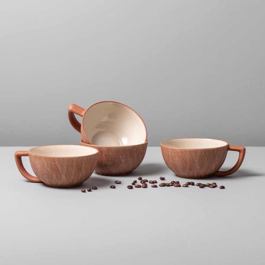 Crosshatch Stoneware Espresso Cup, Set of 2