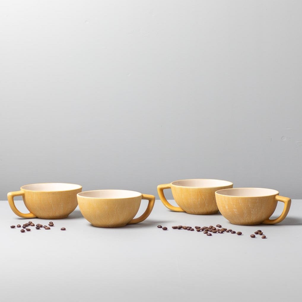 Jade Crosshatch Espresso Cups, Set of 4