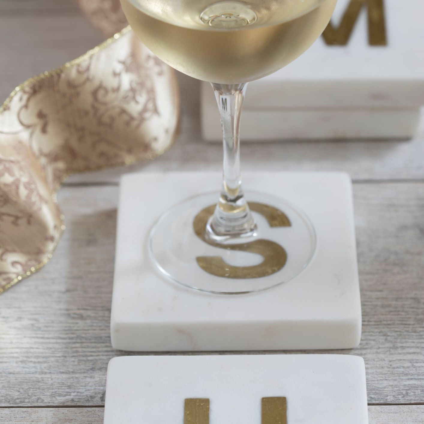 Verona Marble Monogram Coasters Set of 4 Letter J Be Home