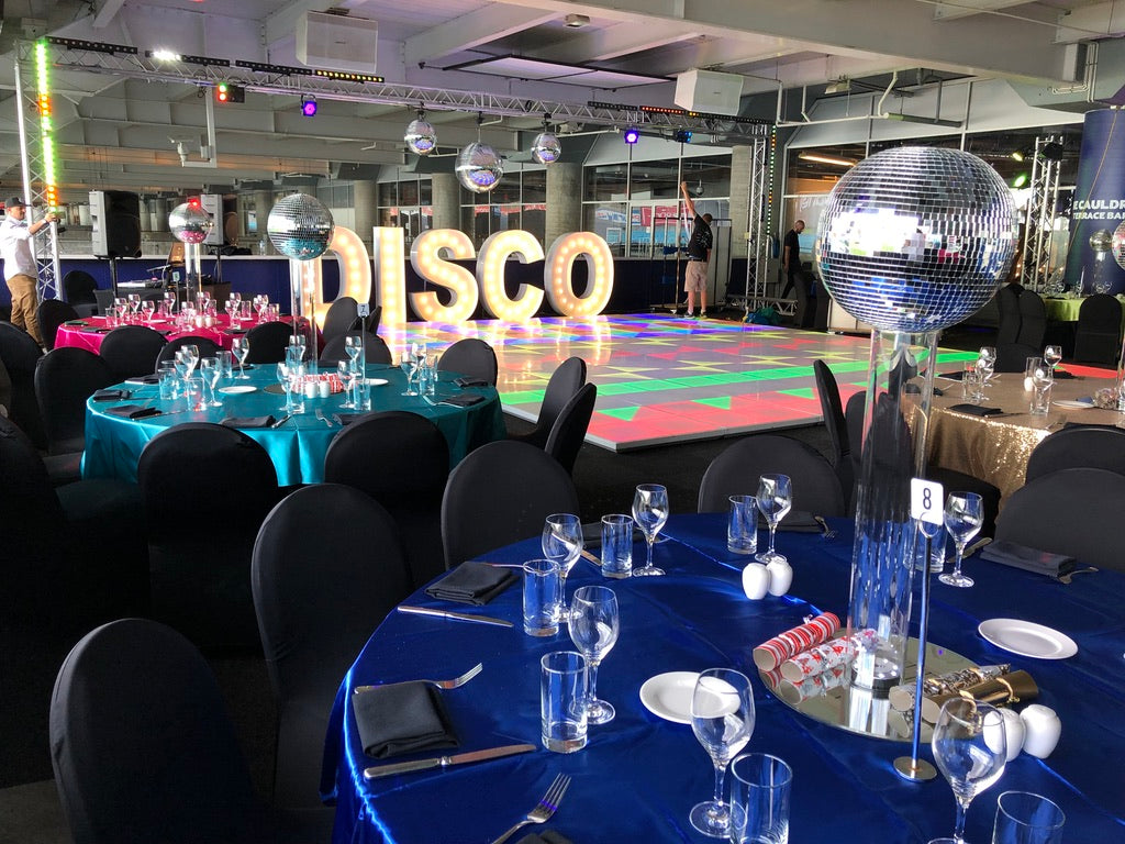 ANZ stadium Disco themed corporate event decorated by Fairytale Events