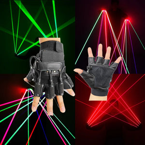 Single Point Green Red Blue RGB Laser Gloves LED Finger Light LED Robot Suit Performance Rechargeable Gloves - temlaser.net