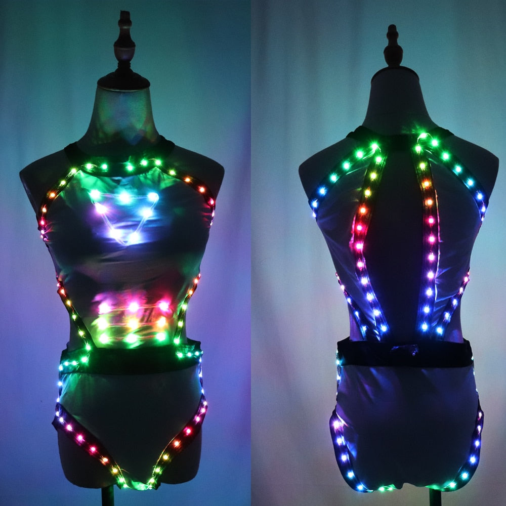 Full Color Pixel LED Bra DJ Club Luminous Underwear Led Costume