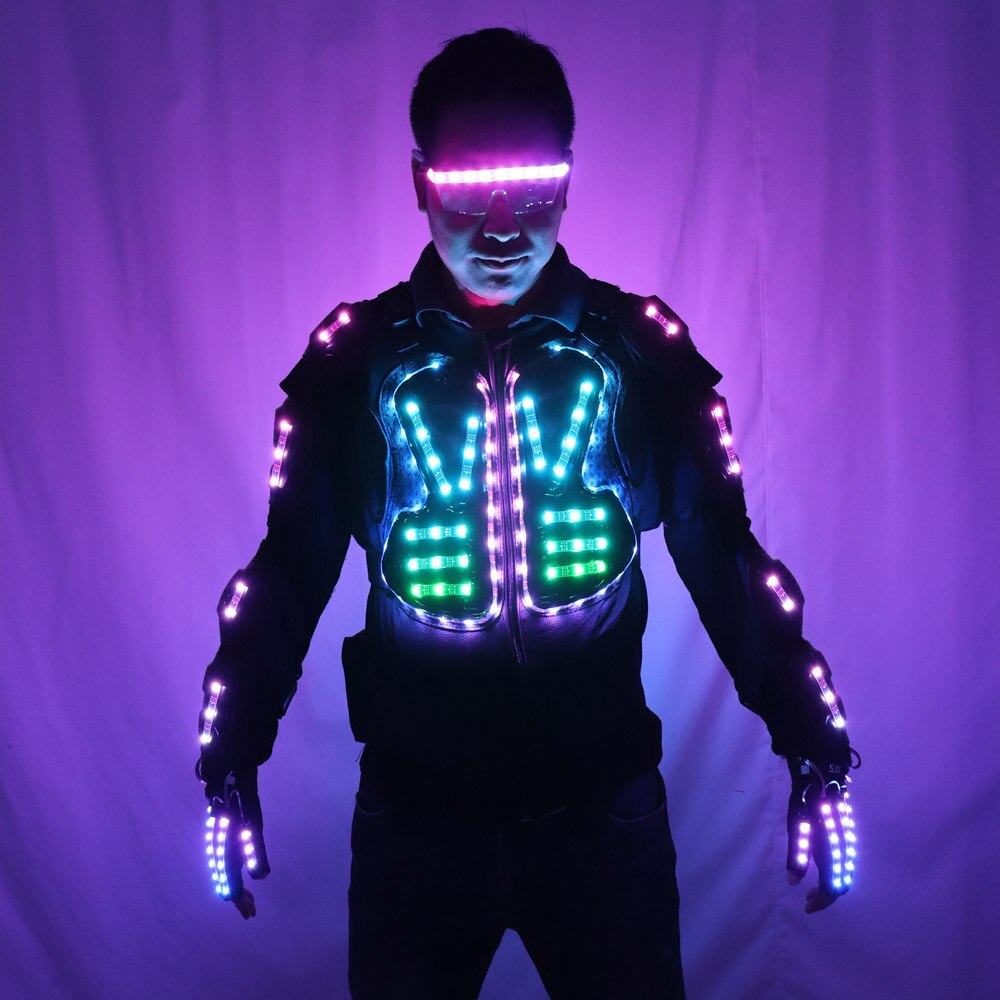 1 paire de gants LED, gants à lumière néon avec batterie, brille dans la  nuit, fournitures de costumes de Cosplay pour fête d'halloween et de noël