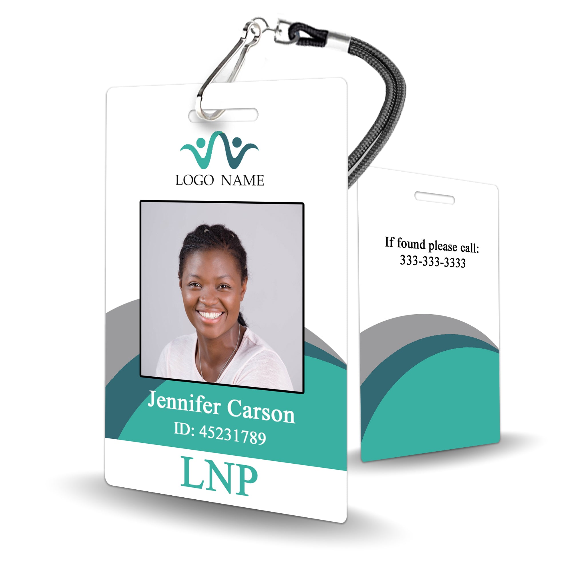  Green Curve Abstract Custom Staff ID Card