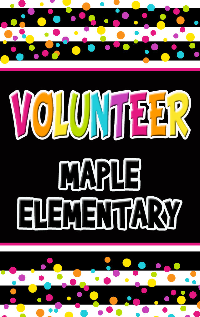 Bright Colorful Volunteer Hall Pass - Elementary School