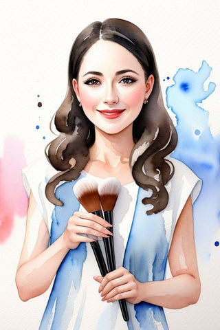 woman holding makeup brushes