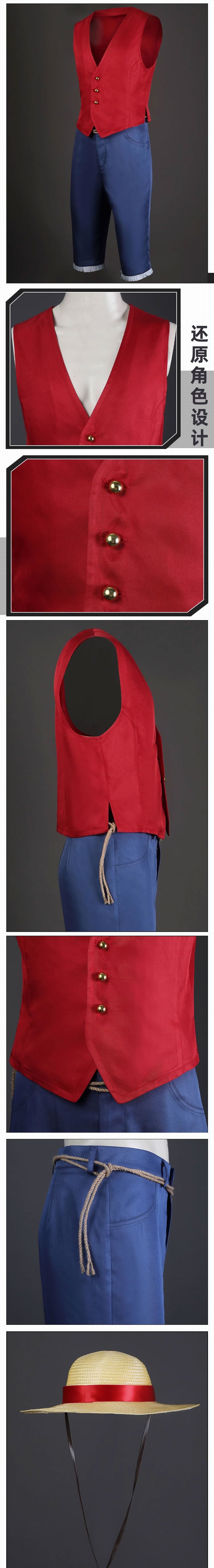 One Piece Monkey D. Luffy Vest Fullset Cosplay Costumes