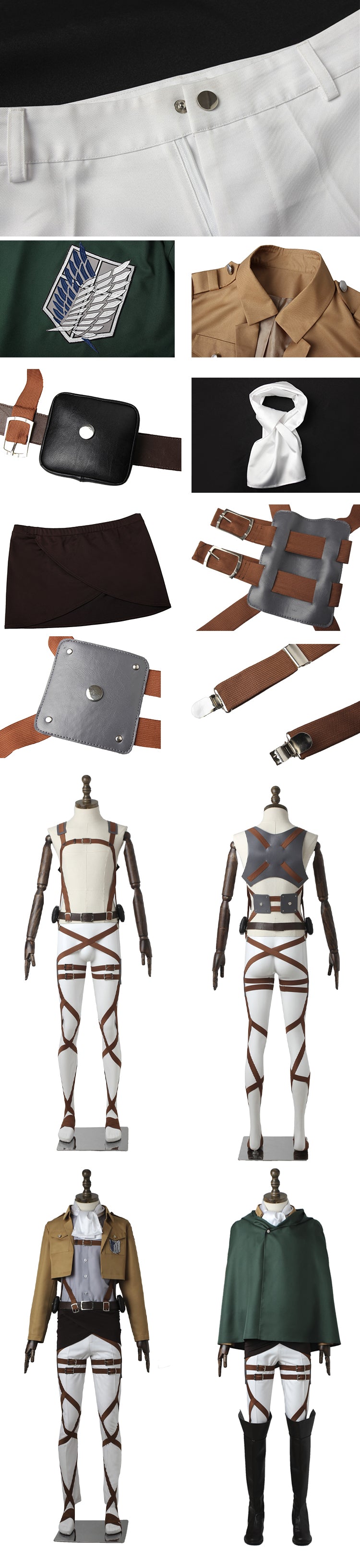 Attack on Titan Levi Ackerman Survey Corps Cosplay Costumes