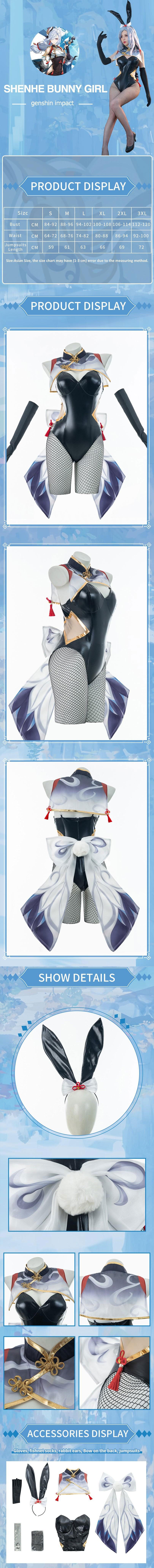 Game Genshin Impact Shenhe Bunny Girl Cosplay Costumes