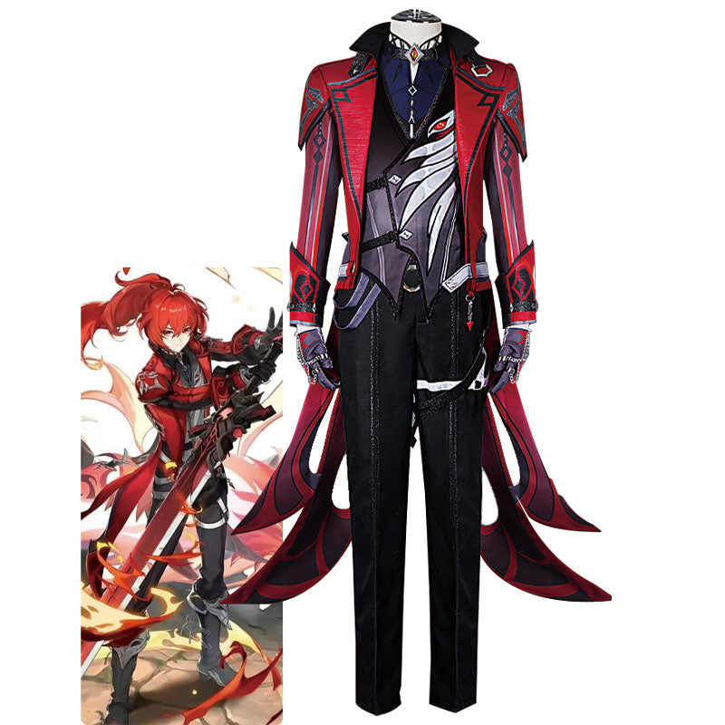 Game Genshin Impact Diluc Red Dead of Night Cosplay Costumes | Cosplay ...