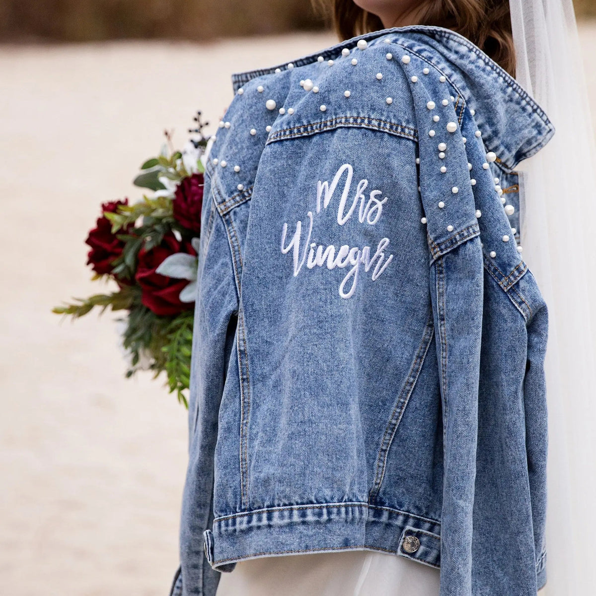 Wifey Pearl Denim Jacket – LE EL New York