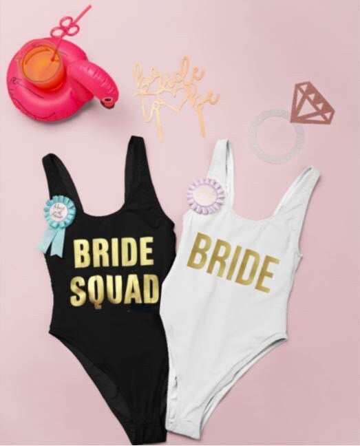 Customized Swimsuit, Personalized Swim, Bride Squad Swimsuit, Your tex -  Bach Bride