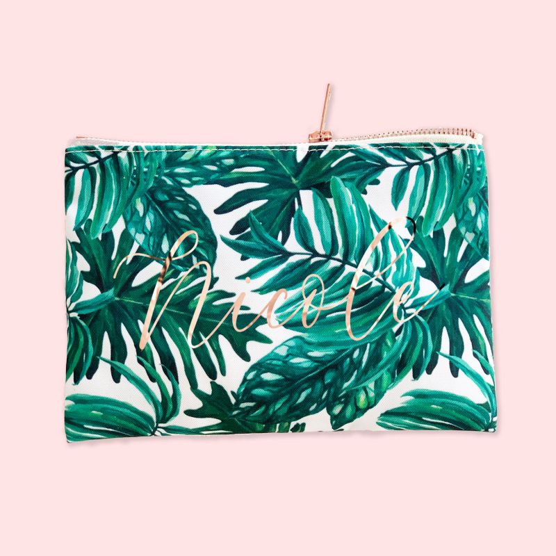 Tropical Pencil Case Cute Pencil Bag Linen Zipper Pouch 