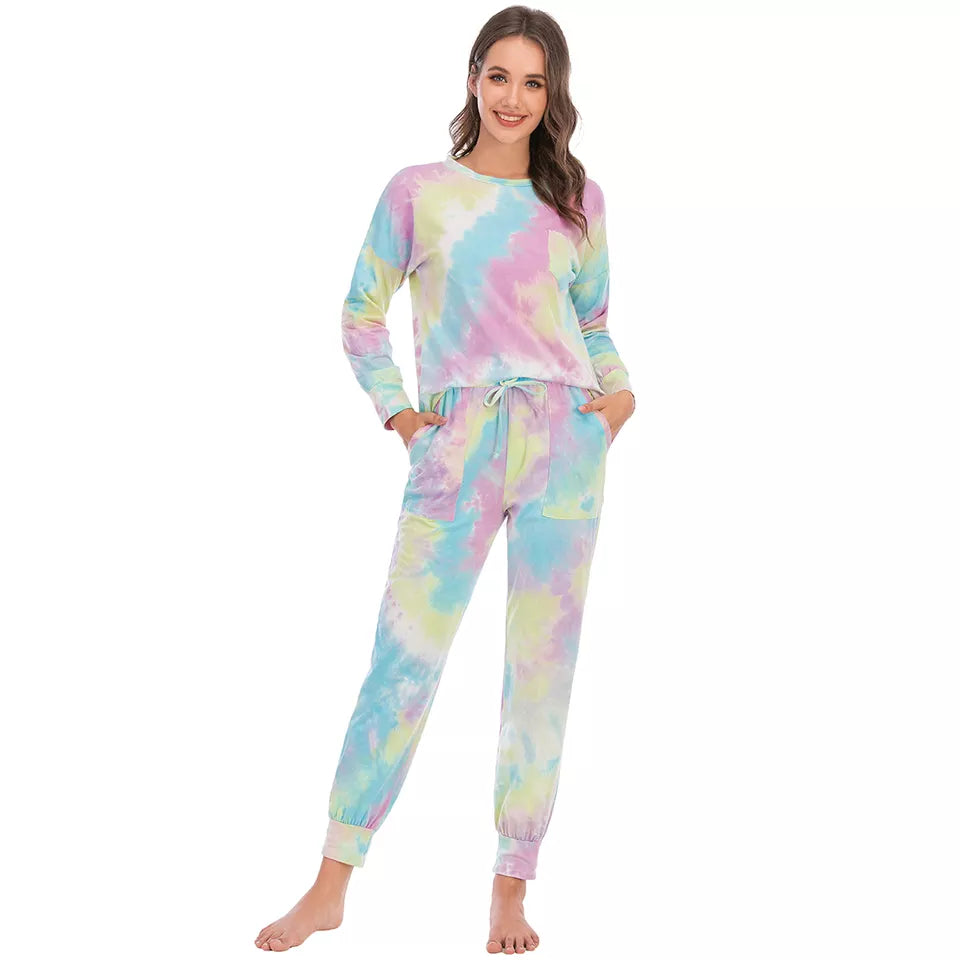 Women's Thermal Tie Dye Pajama Set - Customizable: You Pick Colors