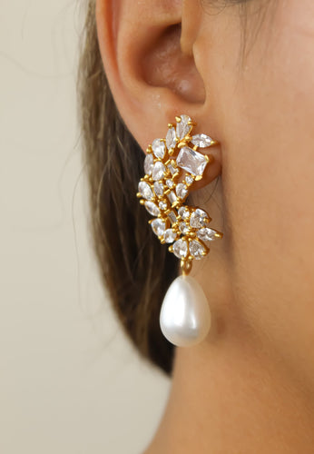 Golden Frosty Pearl Earrings by Bombay Sunset_1-Jilolo Store