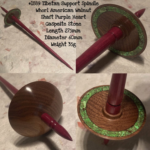 Gaspeite inlay Tibetan support spindle