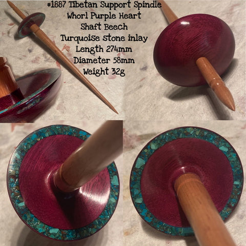 Turquoise inlay purple heart spindle