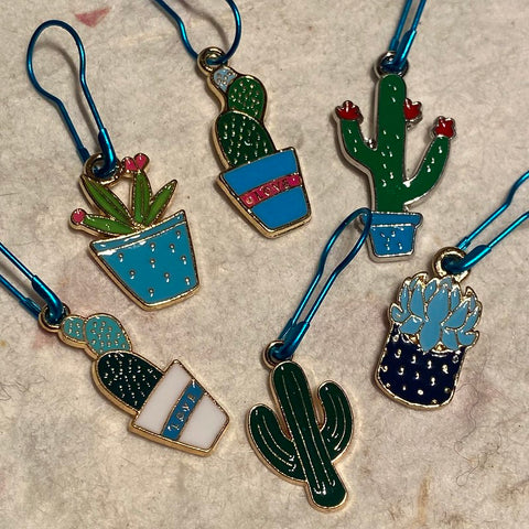 cactus stitch markers blue