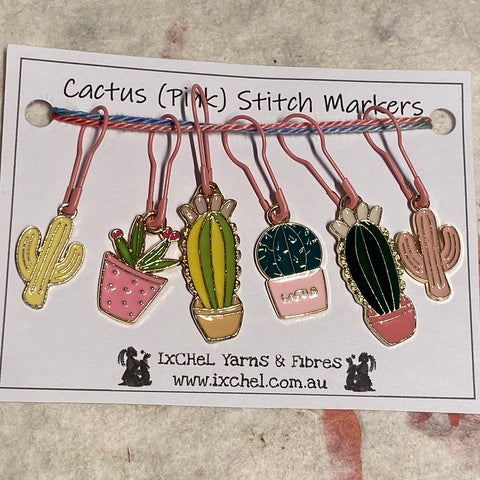 cactus stitch markers pink