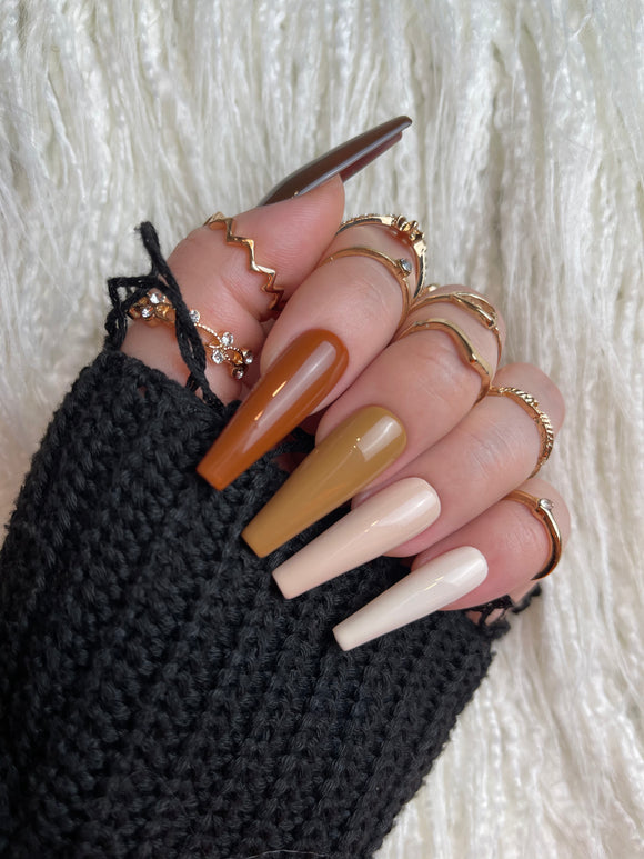 50 Shades of Coffee | Luxury Brown Nude Press On Nails | kirbys.nails