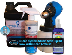 studio start up kit for disinfecting and protecting against viruses and bacteria, disinfectant sprayer, bulk disinfectant and hand and body sanitizer