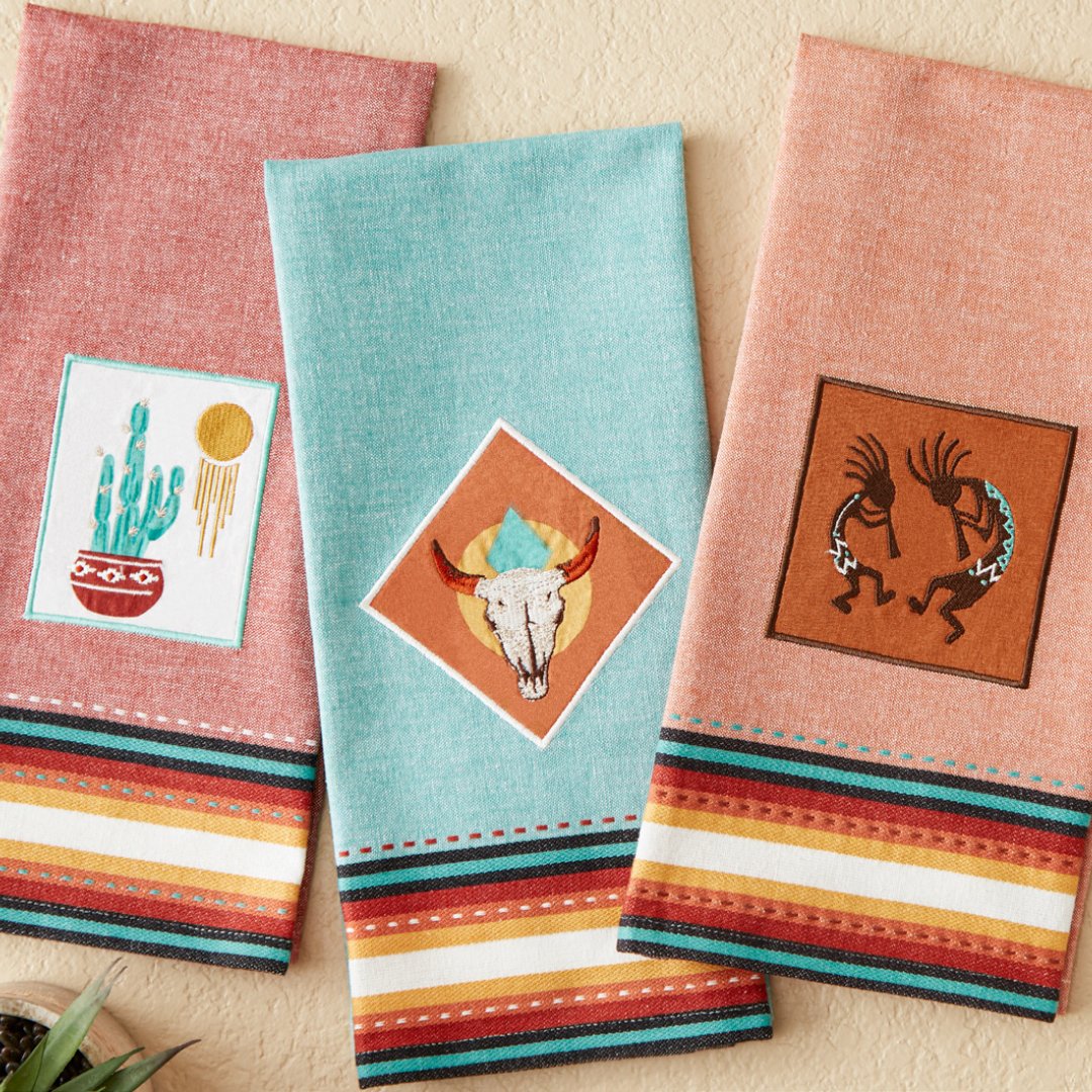  Design Imports DII Urban Oasis Cactus Stripe Dish Towels - Set  of 2 - Southwest Inspired Decor : Home & Kitchen