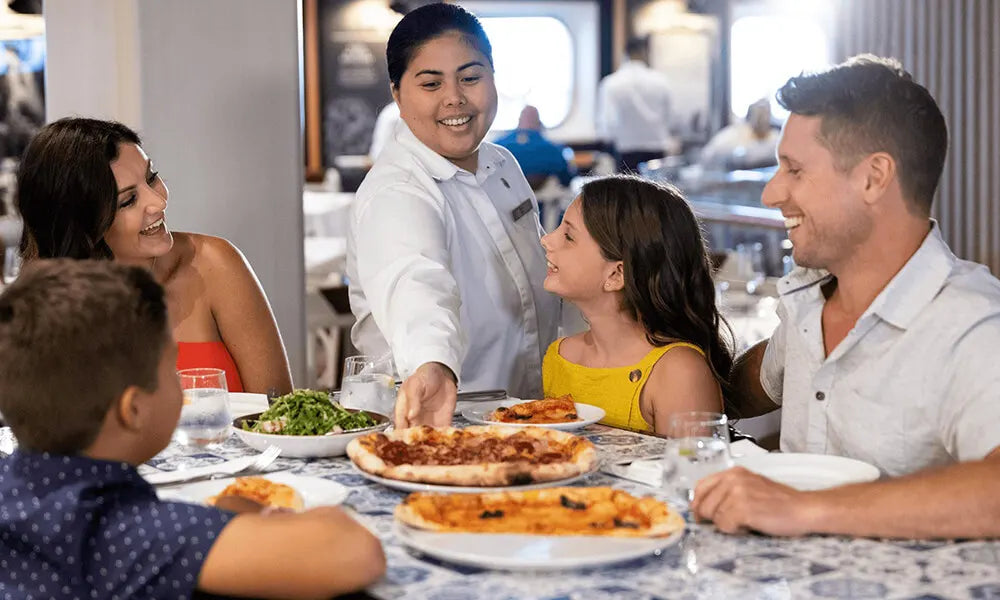 image of family dining in a cruise ship restaurant