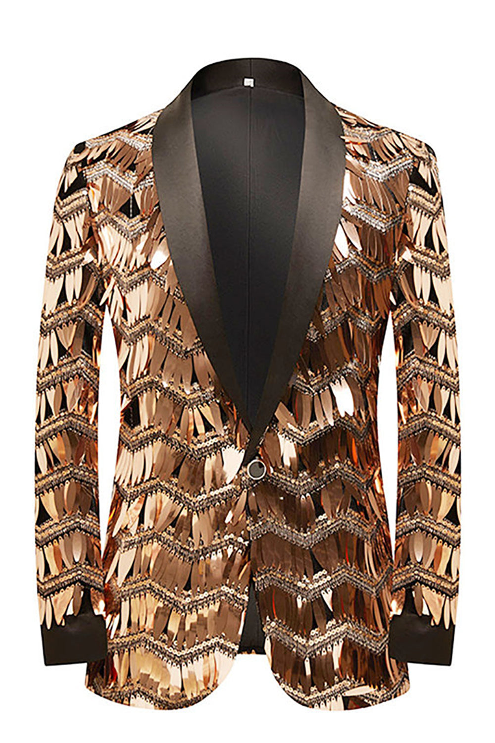 Schaap Aannemelijk Werkelijk Zapaka Glitter Golden Pailletten Heren Blazer Sjaal Revers One Button Prom  Jacket – ZAPAKA NL