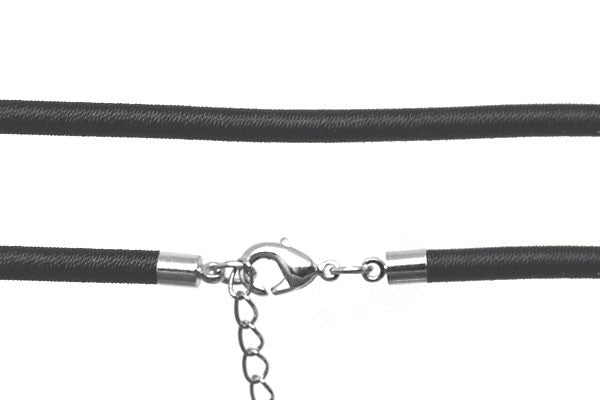 Pandora Style Necklace, Handmade Silk w/Extender (Black), 3mm