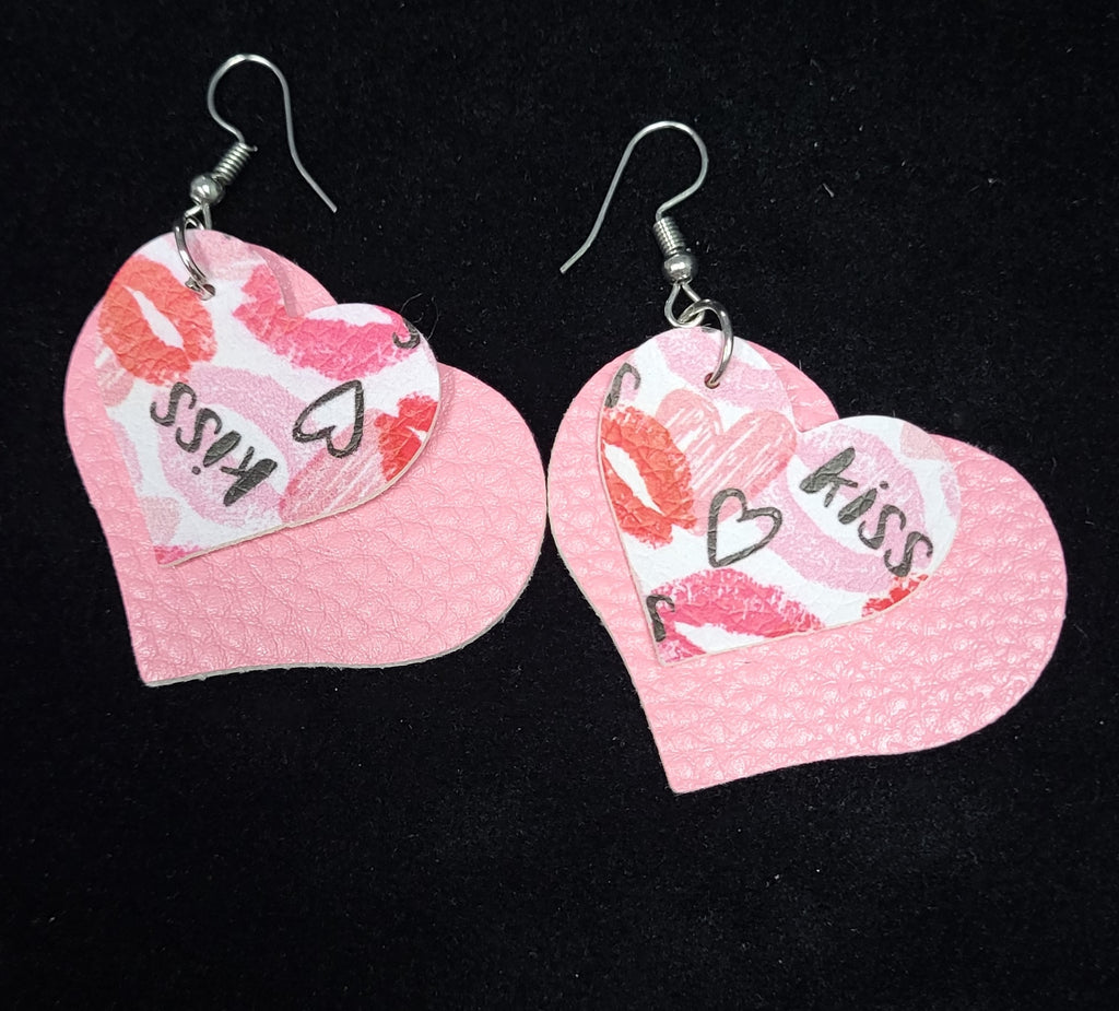 Valentine’s Day Hearts Faux Leather Earrings