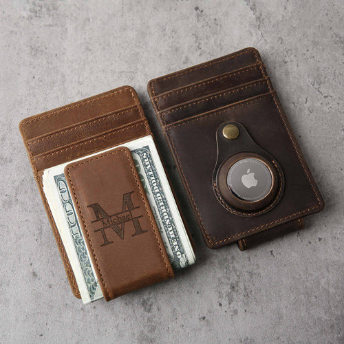 Money Clip Wallet, Personalized Leather Money Clip, Mens Money