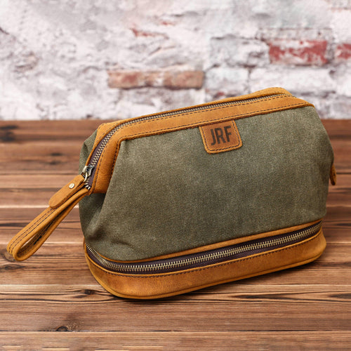 Personalized Canvas Dopp Kit, Shaving Kit, Mens Toiletry Bag