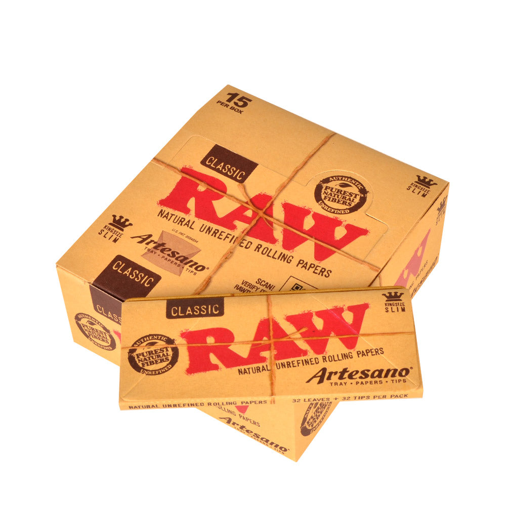 Raw Classic Connoisseur King Size Slim with Tips Rolling Paper  Full Box of 24 Packs : Health & Household