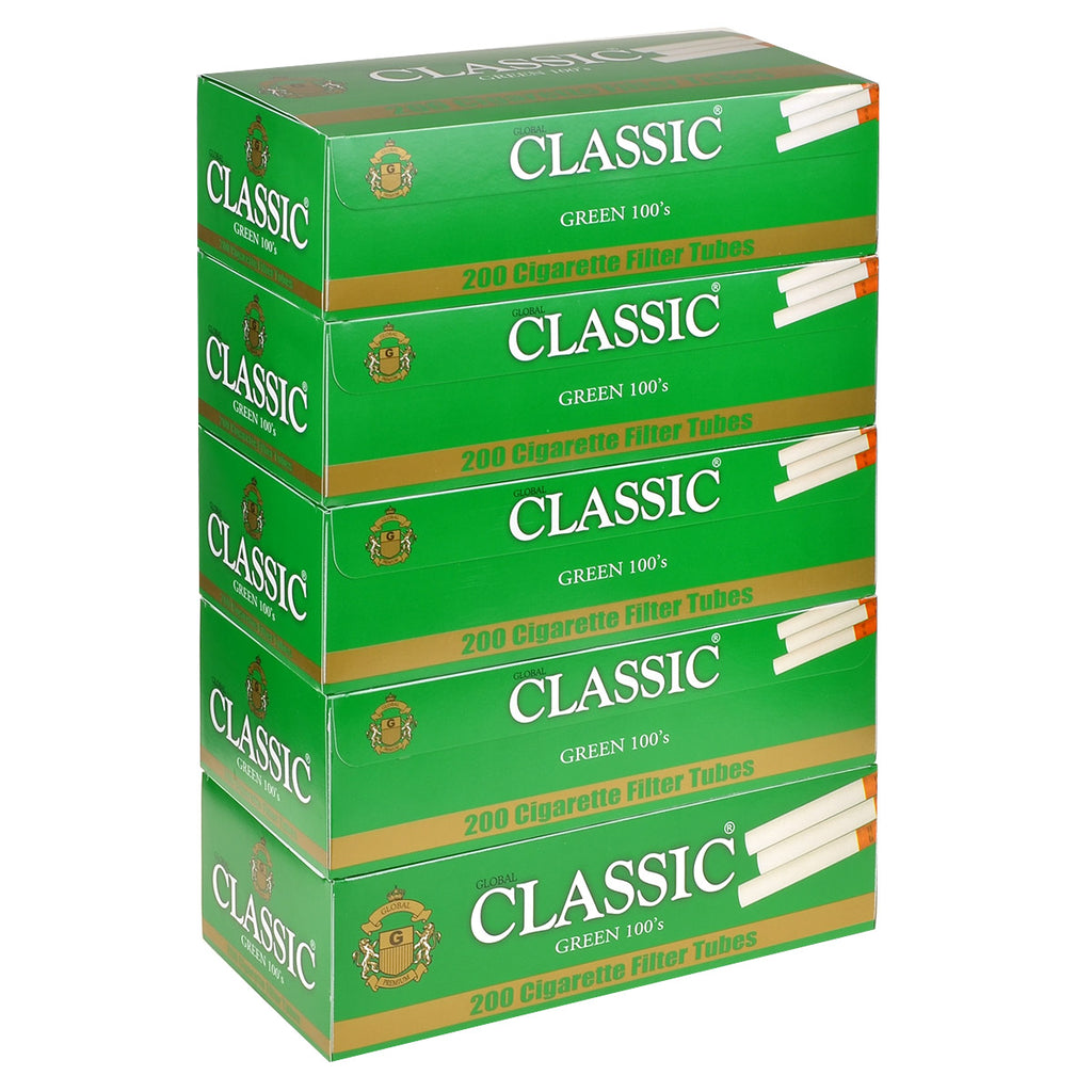 Classic Filter Tubes King Size Menthol (green) 5 Cartons of 200 – Tobacco  Stock