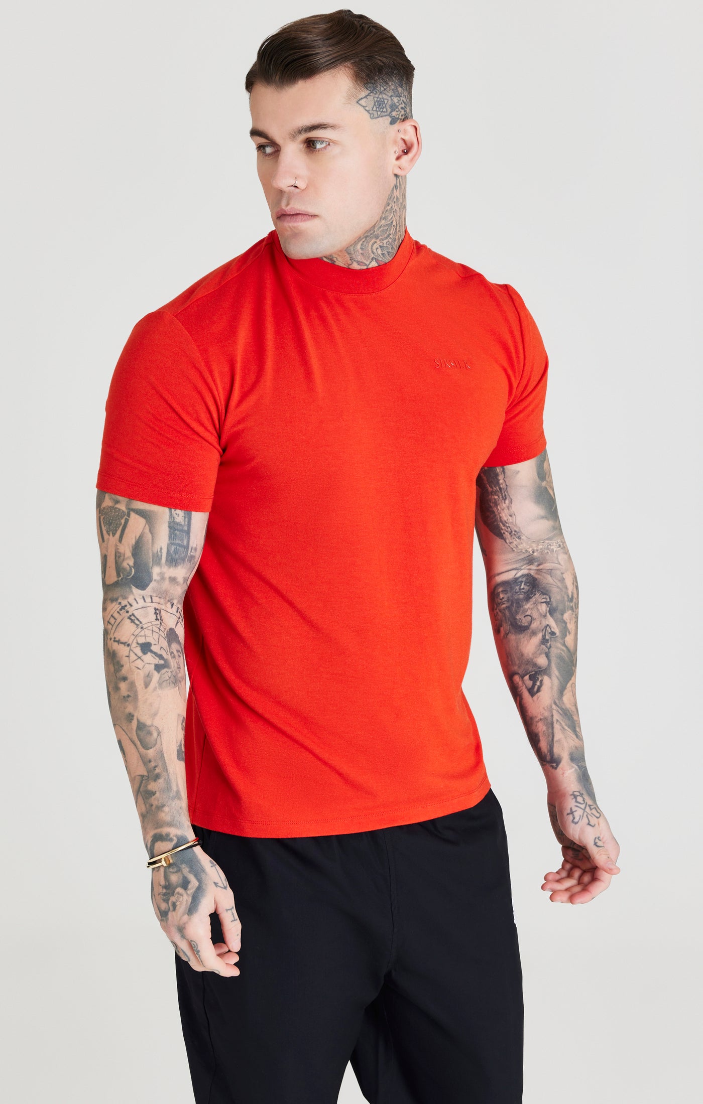 Afkorten Westers cijfer Red High Neck Viscose Muscle Fit T-Shirt