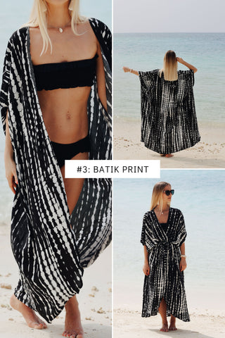 Batik Muster Kimono Strandkleid