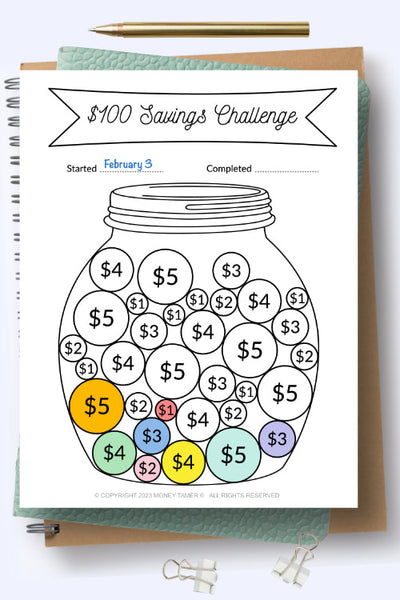 100 Envelope Savings Challenge TRACKER & INSERTS ONLY – Janet
