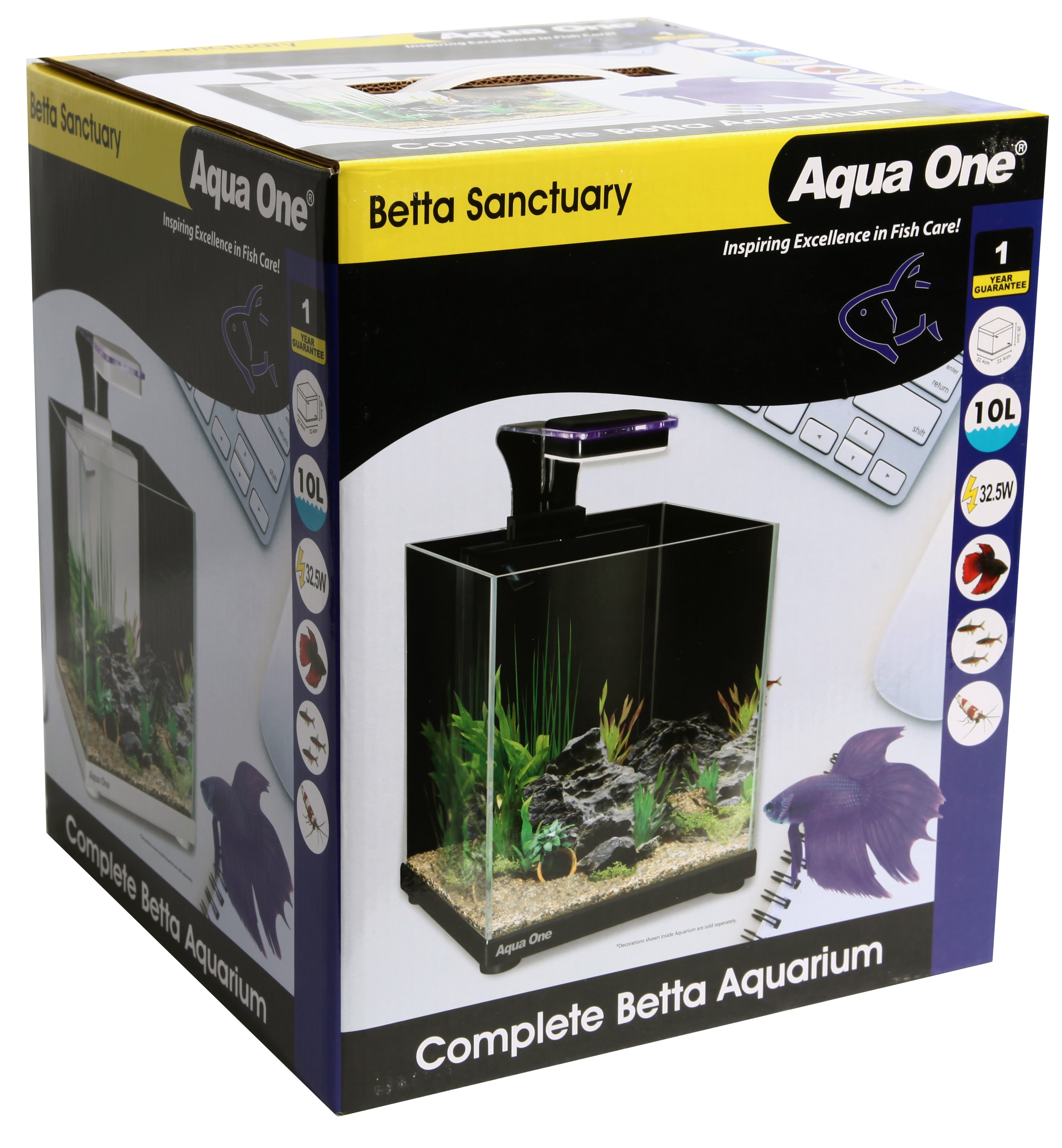 Aqua One Betta Sanctuary Glass Aquarium 10L - White