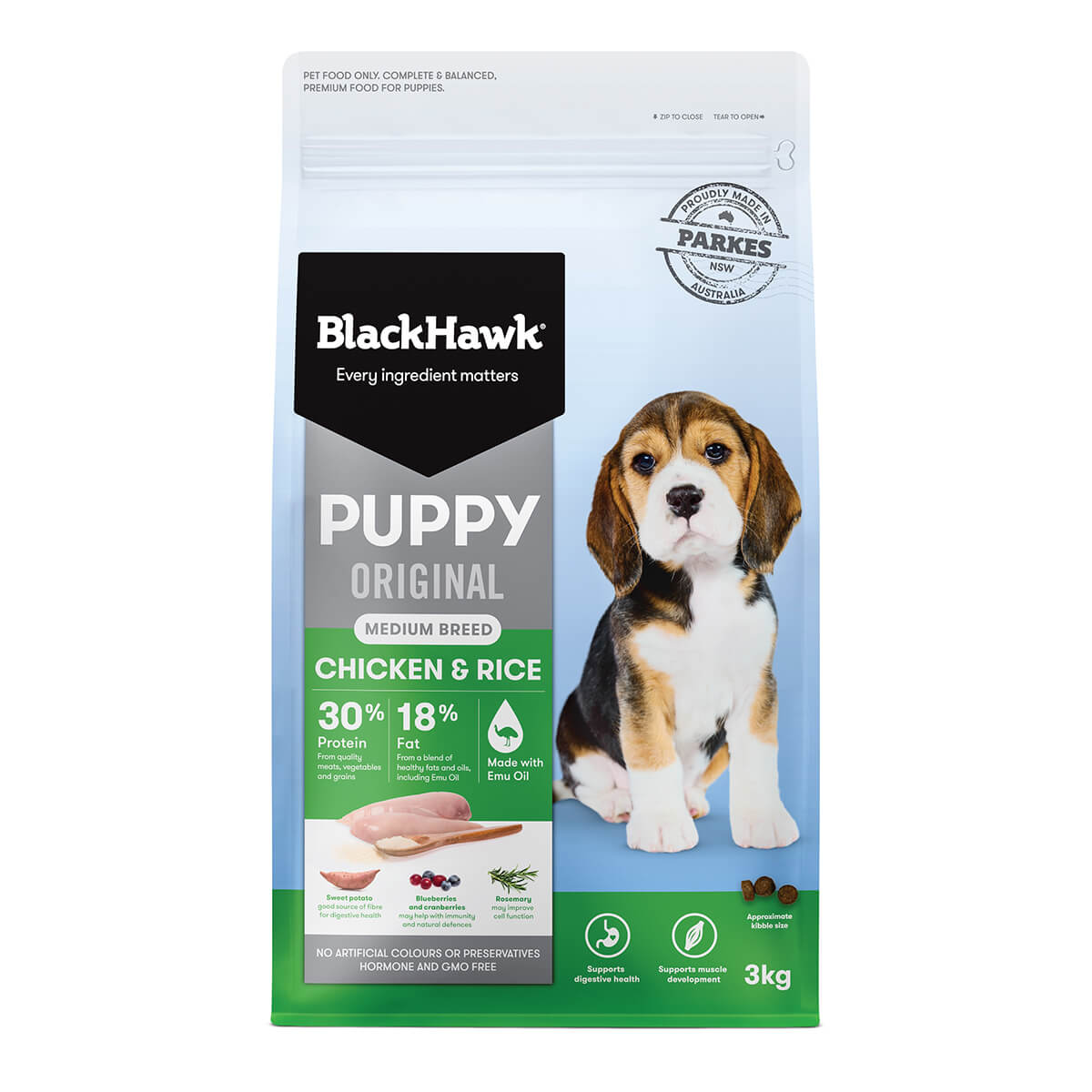 ernstig gesloten Wolf in schaapskleren Black Hawk Puppy Chicken & Rice Medium Breed Dog Food | PETstock