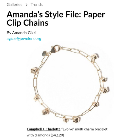 National Jeweler Amanda's Style File Paper Clip Chains Campbell + Charlotte Jewelry Bracelet