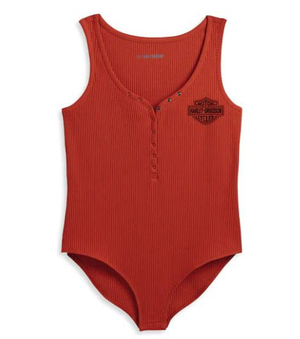 Vintage Orange Iron Bond Henley Bodysuit para mujer 96216-23VW